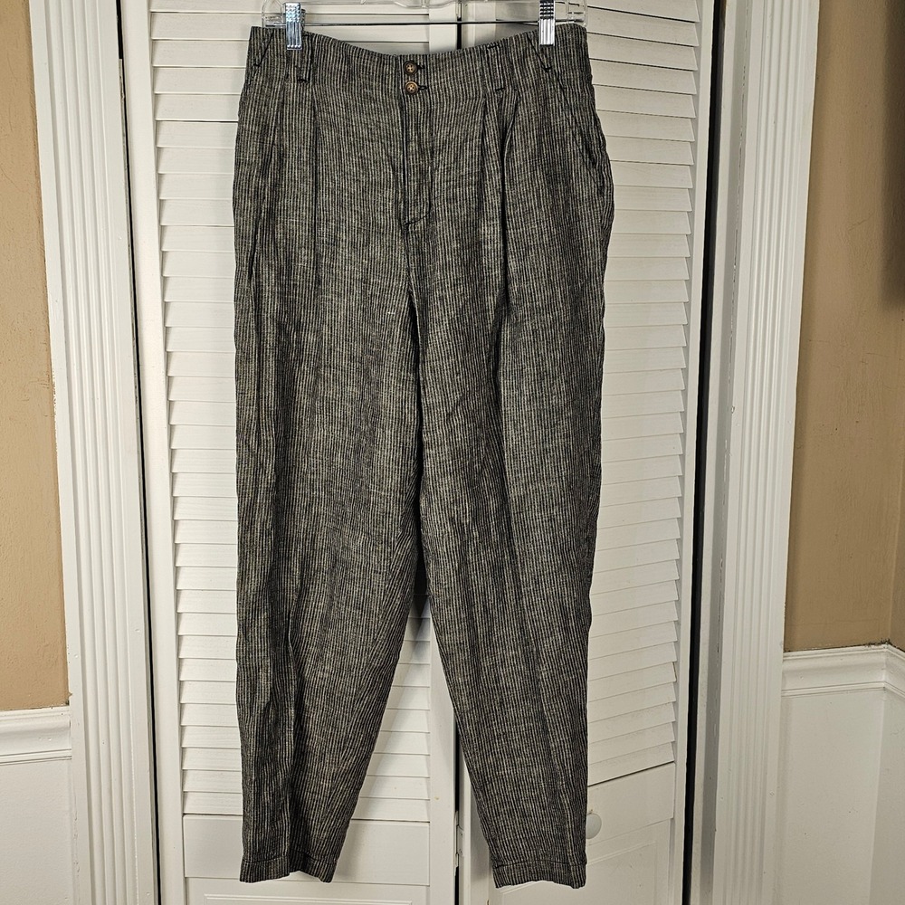 Garnet Hill‎ Womens Gray Striped Linen Pants 10